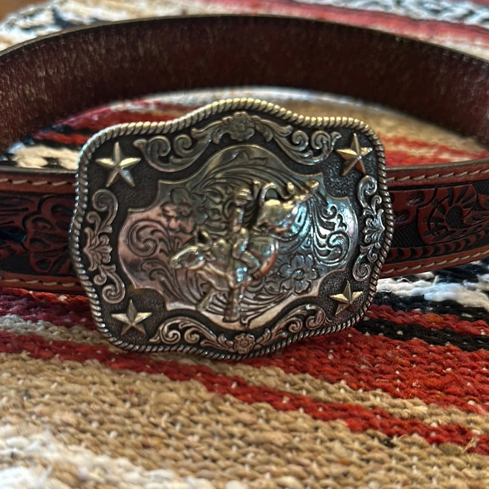 Brown Kids Belt with Silver Buckle